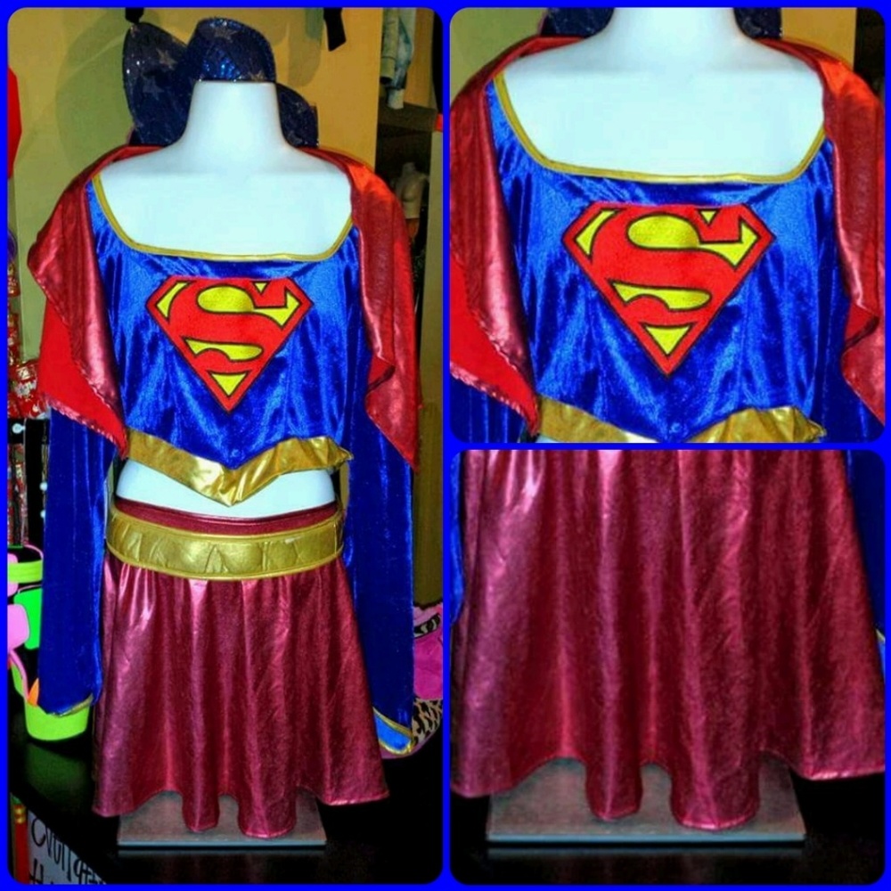 SUPERGIRL 2pc VELVET CAPE SKIRT HALLOWEEN COSTUME